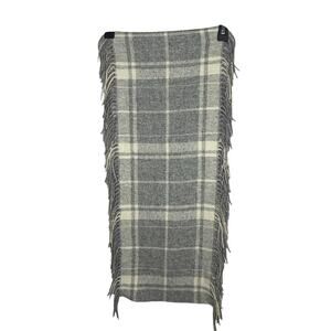 Banana Republic Wool & Angora Rabbit Plaid Fringe Winter Cozy Warm Scarf